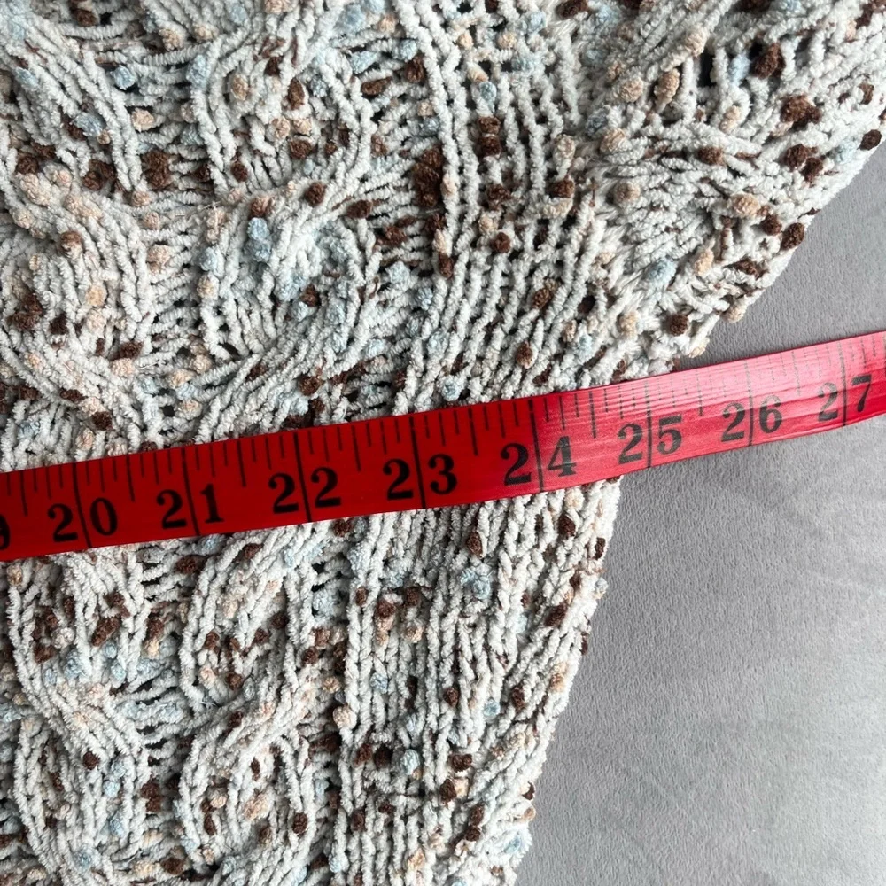 Jessica Simpson Womens Confetti Cable Knit Sweater Cream Brown Blue Size M boho